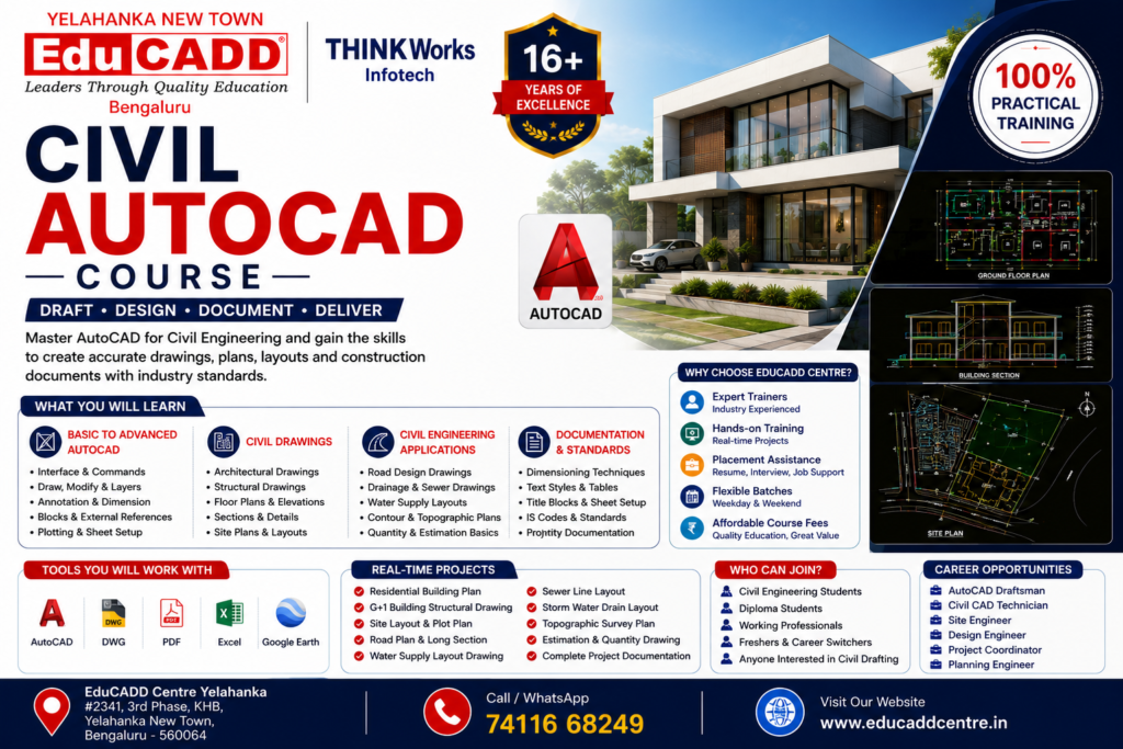 Civil Autocad Course Educadd Centre Yelahanka Bangalore