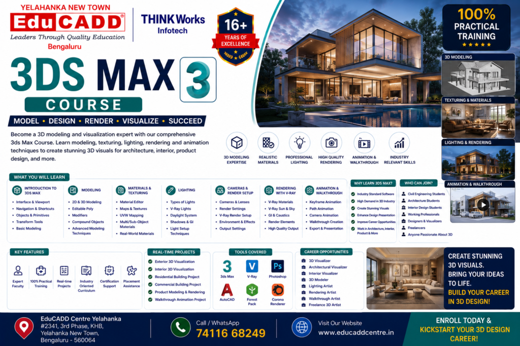 3ds max course educadd centre yelahanka Bangalore