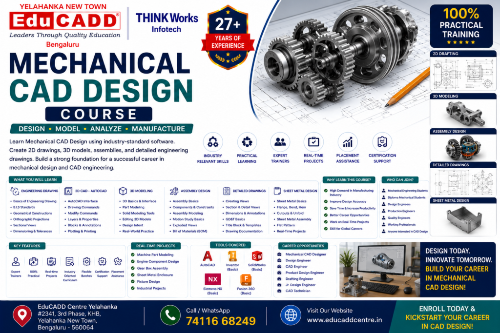 Mechanical CADD Course Training Centre Educadd Centre Yelahanka Bangalore