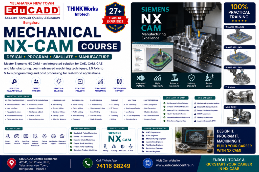 Mechanical NX CAM Course Eduacdd Centre Yelahanka Bangalore