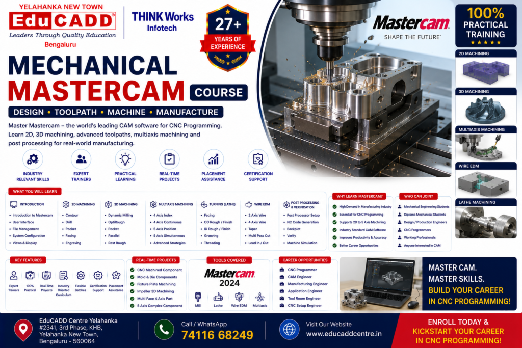 Mechanical Master CAM Course Eduacdd Centre Yelahanka Bangalore