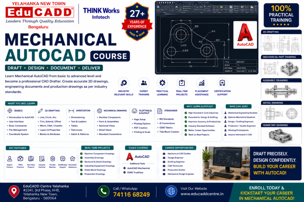 Mechanical Autocad Course Educadd Centre Yelahanka Bangalore