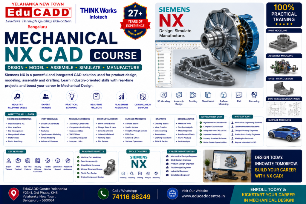 Mechanical NX CADD Course Educadd Centre Yelahanka Bangalore
