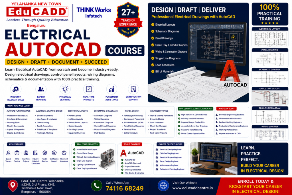 Electrical Autocad Course Educadd Centre Yelahanka Bangalore, Best and Top Electrical Engineering Autocad Course Training Institute