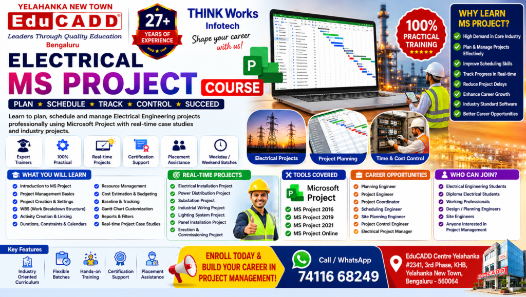 Electrical MS Project Educadd Centre Yelahanka Bangalore, Best and Top Electrical Engineering CADD Training Centre With 100% Placement