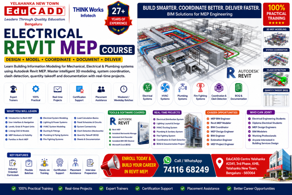 Electrical REVIT MEP Course Educadd Centre Yelahanka BLR, Best and Top Electrical Engineering Training Centre With 100% Placement Guaranteed