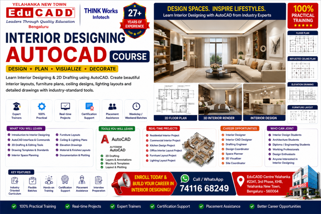 Interior Designing Course in Bangalore Best and top cadd course training centre with 100% Placement