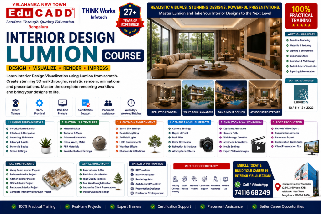 Interior Lumion Course Educadd Centre Yelahanka Bangalore, Best and Top Civil Engineering CADD Course Training Centre with 100% Placement Interior Lumion Course Educadd Centre Yelahanka Bangalore, Best and Top Civil Engineering CADD Course Training Centre with 100% Placement
