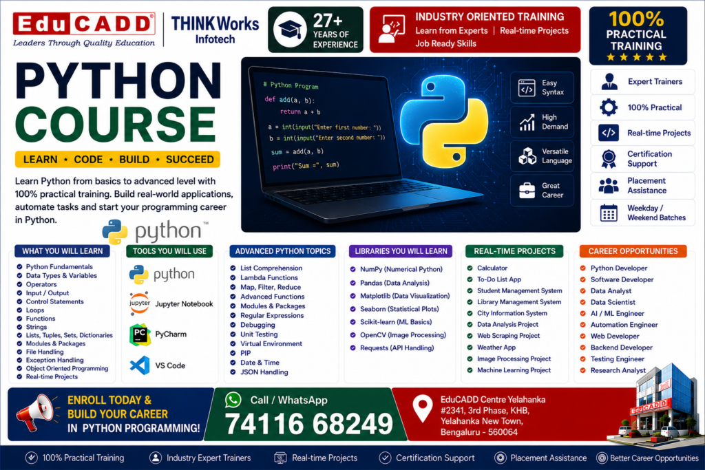 python course educadd centre bangalore best and top software training centre