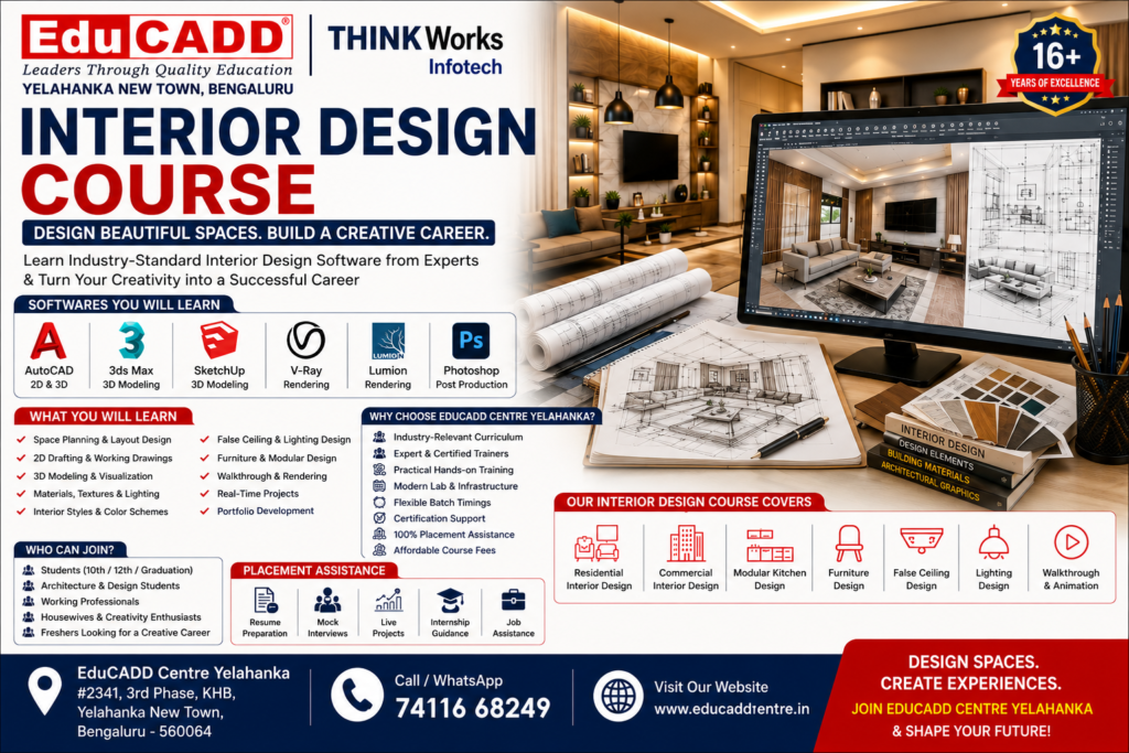 Interior Designing Course in Bangalore Educadd Centre Yelehanka Best CADD Course Training Centre